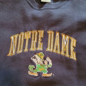 VINTAGE Notre Dame Navy Sweatshirt with Yellow and Green Embroidery L